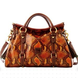 Dooney & Bourke Snake Multi Brown and Orange Leather Satchel Crossbody handbag